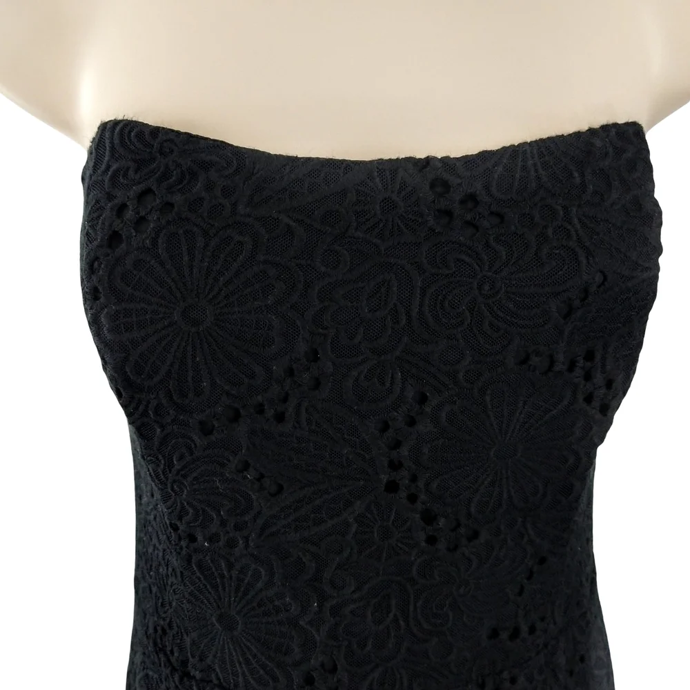 Lilly Pulitzer Textured Eyelet  Black Strapless Dress - Picture 2 of 9